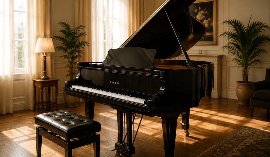 Tecnico al lavoro sulla meccanica di un pianoforte
